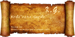 Kránitz Gerő névjegykártya